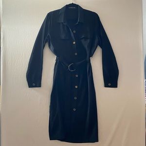 Potter's Pot Black Button Down Dress With Belt